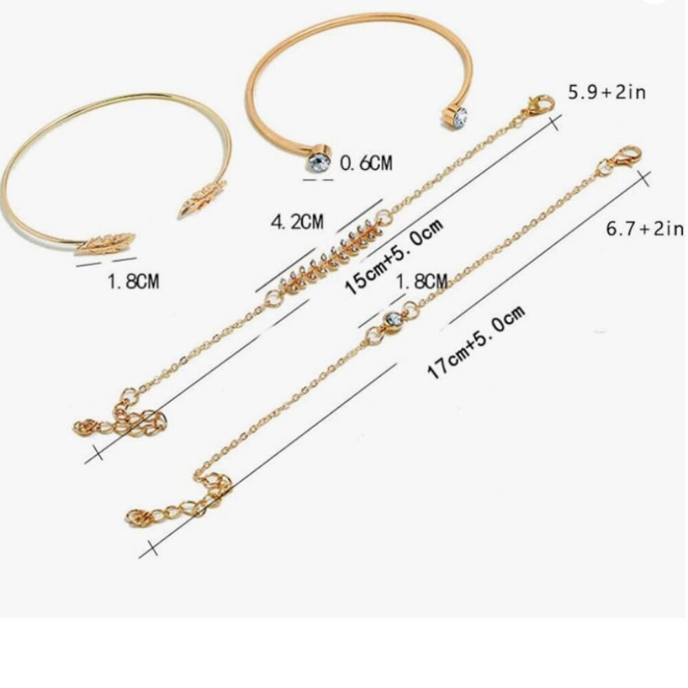 “Edith” Shiny Leaf Stacked Bracelets - image 3